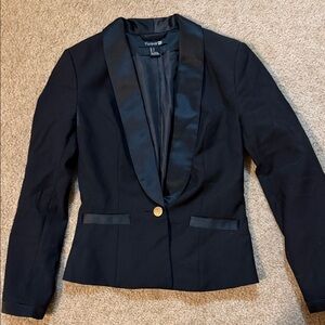 Forever 21 Black Satin-Trim Single-Button Blazer